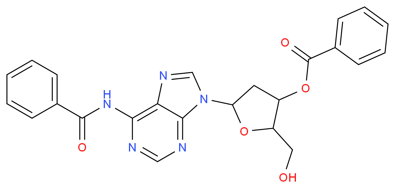 5-(6-benzamido-9H-purin-9-yl)-2-(hydroxymethyl)oxolan-3-yl benzoate_分子结构_CAS_51549-54-3