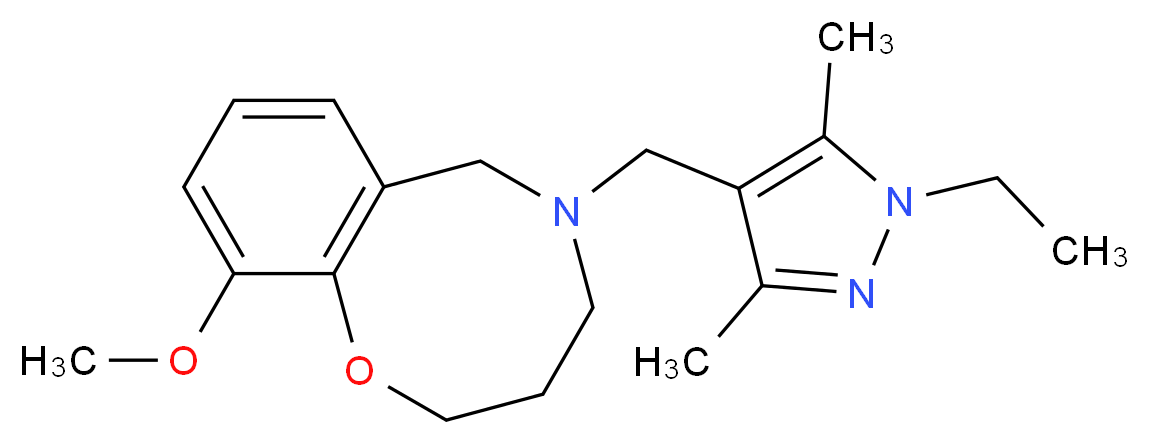 5-[(1-ethyl-3,5-dimethyl-1H-pyrazol-4-yl)methyl]-10-methoxy-3,4,5,6-tetrahydro-2H-1,5-benzoxazocine_分子结构_CAS_)