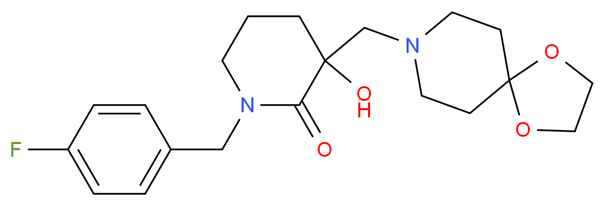 3-(1,4-dioxa-8-azaspiro[4.5]dec-8-ylmethyl)-1-(4-fluorobenzyl)-3-hydroxy-2-piperidinone_分子结构_CAS_)