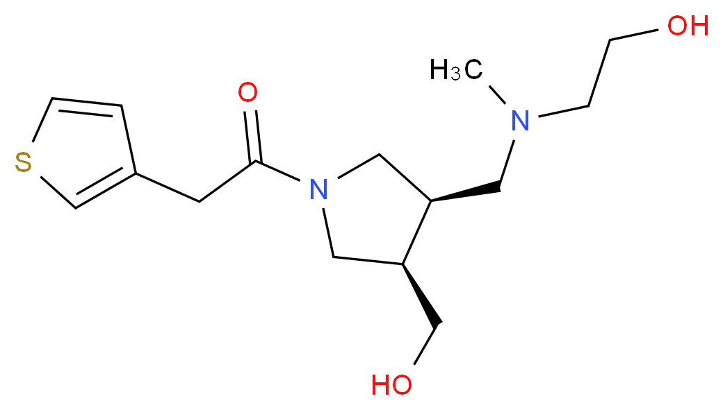 2-[{[(3R*,4R*)-4-(hydroxymethyl)-1-(3-thienylacetyl)pyrrolidin-3-yl]methyl}(methyl)amino]ethanol_分子结构_CAS_)