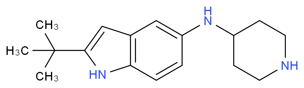 2-tert-butyl-N-(piperidin-4-yl)-1H-indol-5-amine_分子结构_CAS_397842-07-8