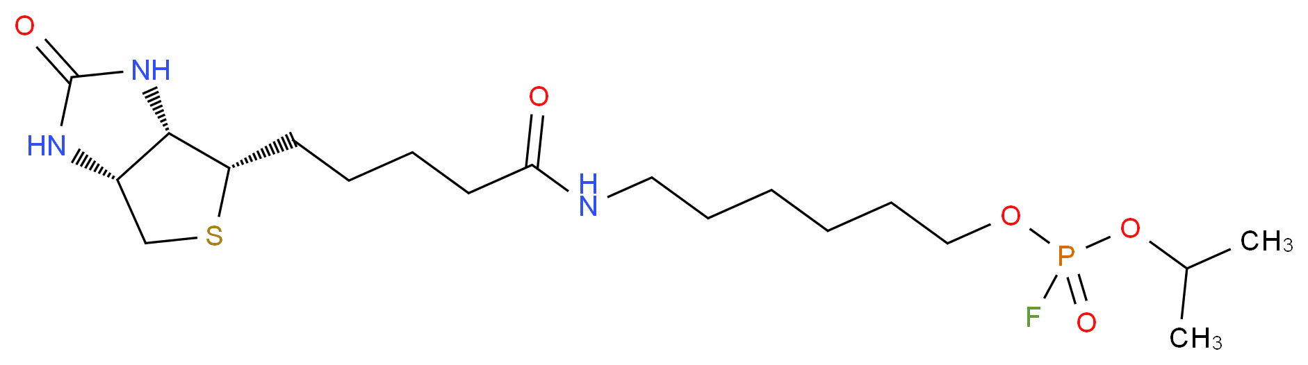 6-{5-[(3aS,4S,6aR)-2-oxo-hexahydro-1H-thieno[3,4-d]imidazolidin-4-yl]pentanamido}hexyl propan-2-yl fluorophosphonate_分子结构_CAS_353754-93-5