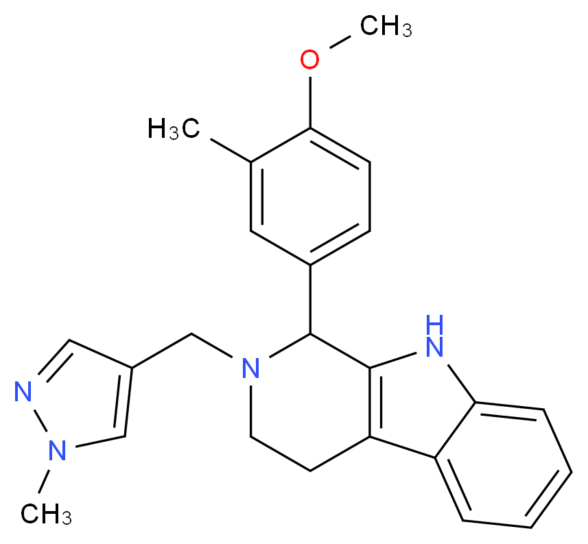 1-(4-methoxy-3-methylphenyl)-2-[(1-methyl-1H-pyrazol-4-yl)methyl]-2,3,4,9-tetrahydro-1H-beta-carboline_分子结构_CAS_)