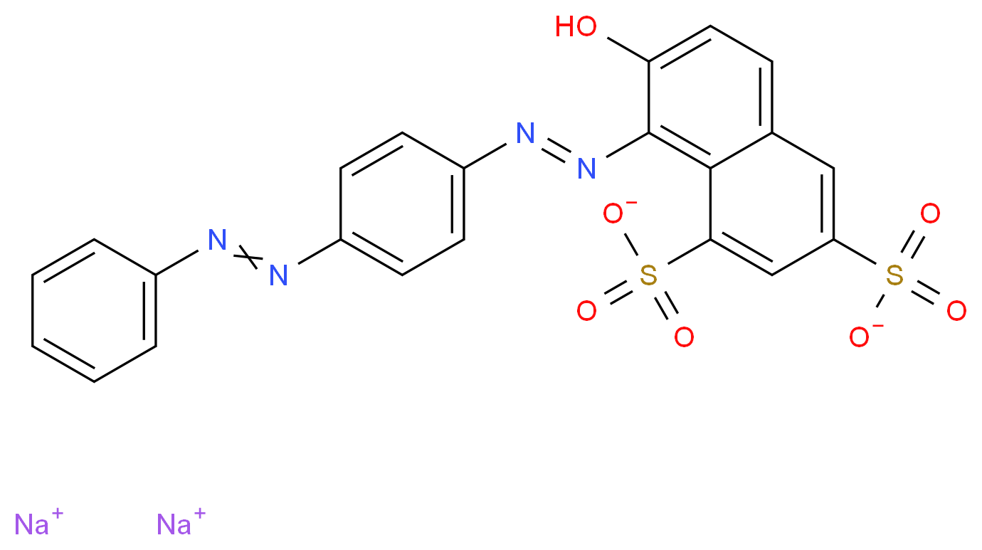disodium 7-hydroxy-8-{2-[4-(2-phenyldiazen-1-yl)phenyl]diazen-1-yl}naphthalene-1,3-disulfonate_分子结构_CAS_5413-75-2