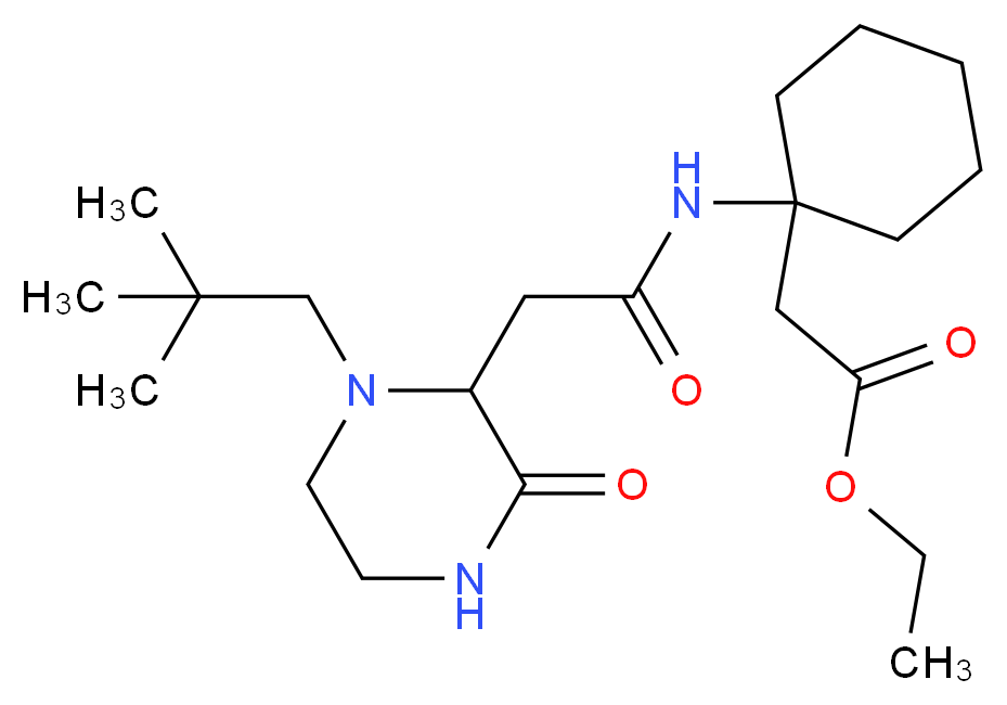 ethyl [1-({[1-(2,2-dimethylpropyl)-3-oxo-2-piperazinyl]acetyl}amino)cyclohexyl]acetate_分子结构_CAS_)