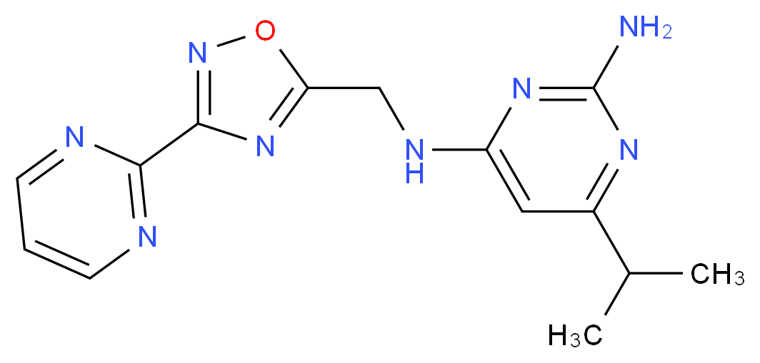 6-isopropyl-N~4~-[(3-pyrimidin-2-yl-1,2,4-oxadiazol-5-yl)methyl]pyrimidine-2,4-diamine_分子结构_CAS_)