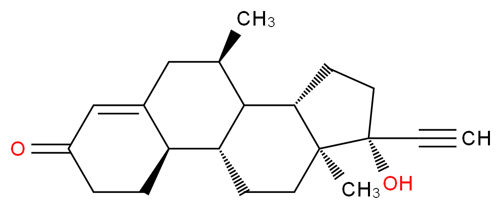 (1S,2R,9R,10R,11S,14R,15S)-14-ethynyl-14-hydroxy-9,15-dimethyltetracyclo[8.7.0.0<sup>2</sup>,<sup>7</sup>.0<sup>1</sup><sup>1</sup>,<sup>1</sup><sup>5</sup>]heptadec-6-en-5-one_分子结构_CAS_1162-60-3