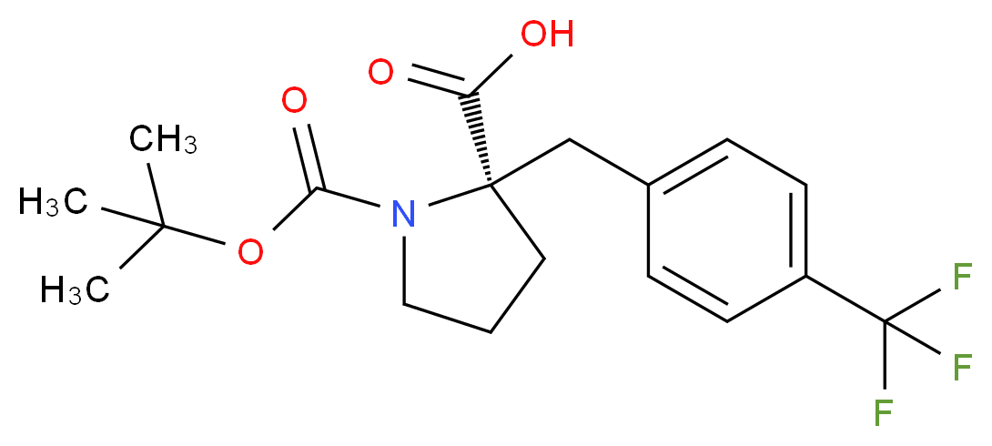(2R)-1-[(tert-butoxy)carbonyl]-2-{[4-(trifluoromethyl)phenyl]methyl}pyrrolidine-2-carboxylic acid_分子结构_CAS_957310-45-1