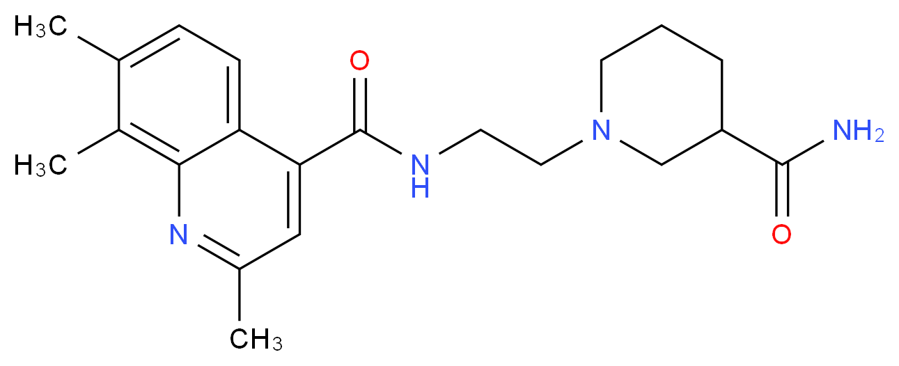N-{2-[3-(aminocarbonyl)-1-piperidinyl]ethyl}-2,7,8-trimethyl-4-quinolinecarboxamide_分子结构_CAS_)