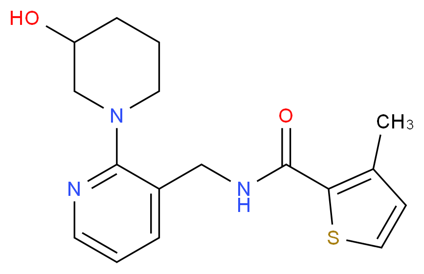N-{[2-(3-hydroxy-1-piperidinyl)-3-pyridinyl]methyl}-3-methyl-2-thiophenecarboxamide_分子结构_CAS_)