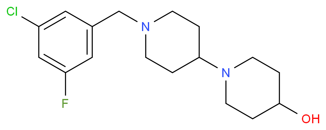 1'-(3-chloro-5-fluorobenzyl)-1,4'-bipiperidin-4-ol_分子结构_CAS_)