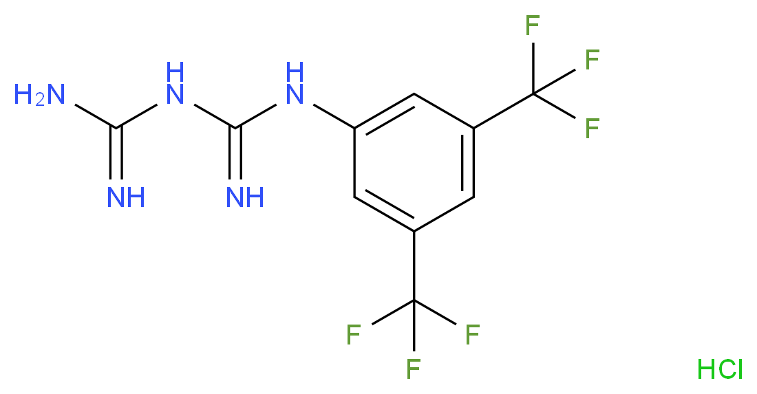 N-[3,5-bis(trifluoromethyl)phenyl]-1-carbamimidamidomethanimidamide hydrochloride_分子结构_CAS_36068-40-3