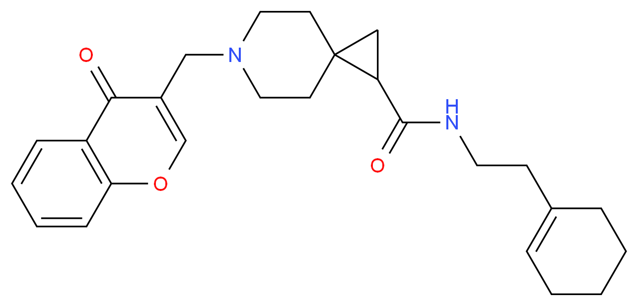 N-[2-(1-cyclohexen-1-yl)ethyl]-6-[(4-oxo-4H-chromen-3-yl)methyl]-6-azaspiro[2.5]octane-1-carboxamide_分子结构_CAS_)