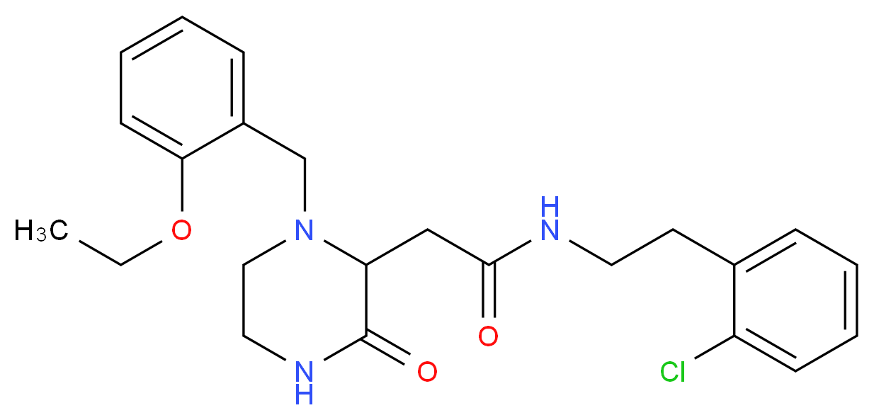N-[2-(2-chlorophenyl)ethyl]-2-[1-(2-ethoxybenzyl)-3-oxo-2-piperazinyl]acetamide_分子结构_CAS_)