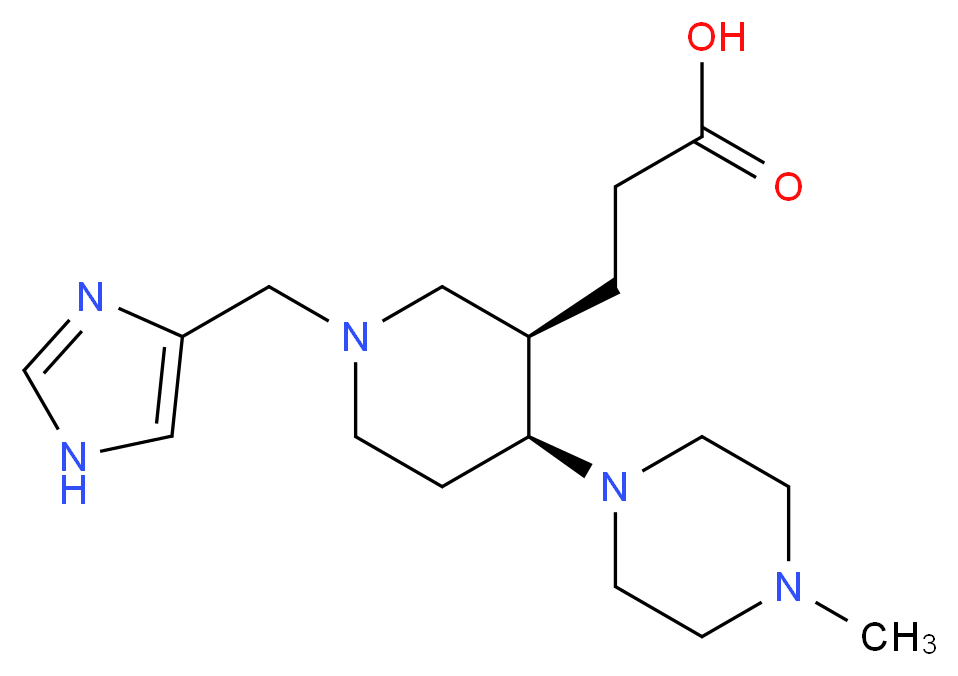 3-[(3R*,4S*)-1-(1H-imidazol-4-ylmethyl)-4-(4-methylpiperazin-1-yl)piperidin-3-yl]propanoic acid_分子结构_CAS_)
