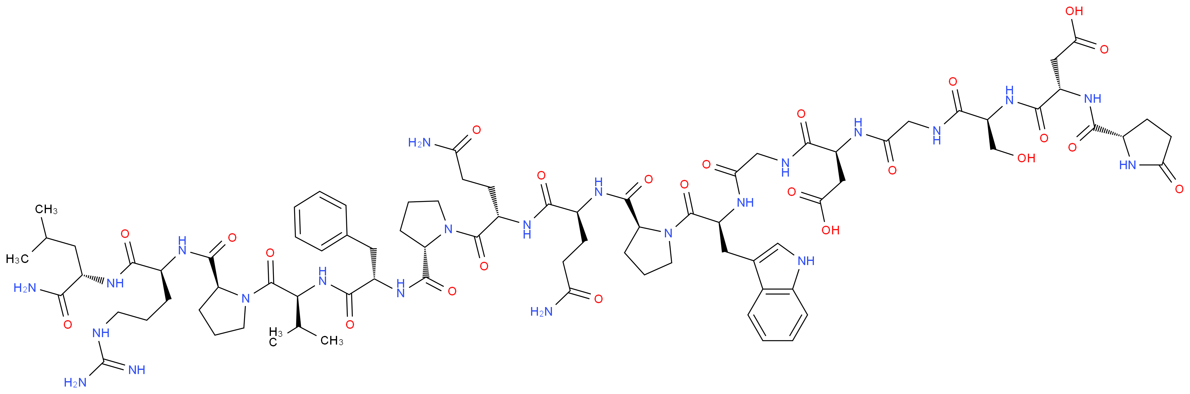 (3S)-3-{[(1S)-1-[({[(1S)-1-[({[(2S)-1-[(2S)-2-{[(1S)-1-{[(2S)-1-[(2S)-2-{[(1S)-1-{[(2S)-1-[(2S)-2-{[(1S)-4-carbamimidamido-1-{[(1S)-1-carbamoyl-3-methylbutyl]carbamoyl}butyl]carbamoyl}pyrrolidin-1-yl]-3-methyl-1-oxobutan-2-yl]carbamoyl}-2-phenylethyl]carbamoyl}pyrrolidin-1-yl]-4-carbamoyl-1-oxobutan-2-yl]carbamoyl}-3-carbamoylpropyl]carbamoyl}pyrrolidin-1-yl]-3-(1H-indol-3-yl)-1-oxopropan-2-yl]carbamoyl}methyl)carbamoyl]-2-carboxyethyl]carbamoyl}methyl)carbamoyl]-2-hydroxyethyl]carbamoyl}-3-{[(2S)-5-oxopyrrolidin-2-yl]formamido}propanoic acid_分子结构_CAS_152575-14-9