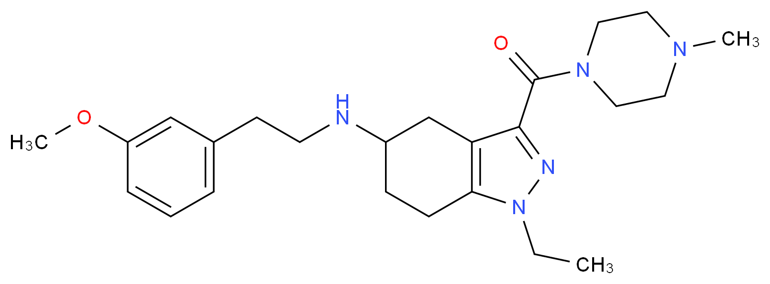 1-ethyl-N-[2-(3-methoxyphenyl)ethyl]-3-[(4-methyl-1-piperazinyl)carbonyl]-4,5,6,7-tetrahydro-1H-indazol-5-amine_分子结构_CAS_)