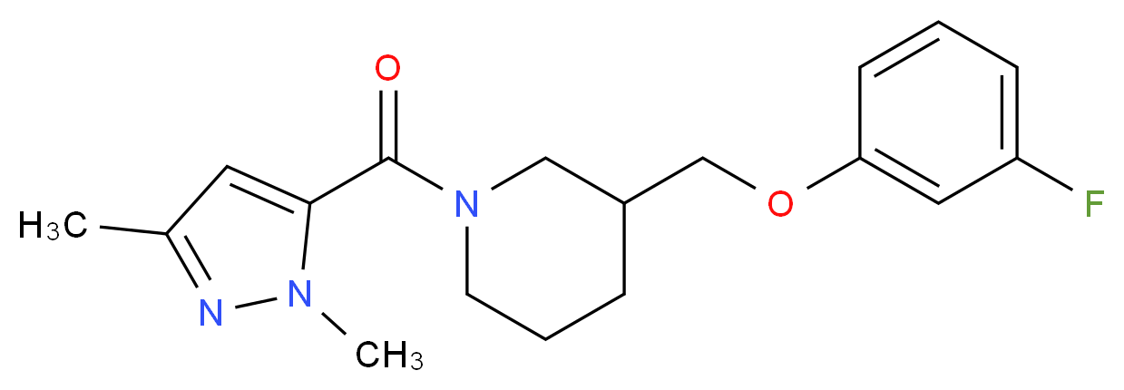 1-[(1,3-dimethyl-1H-pyrazol-5-yl)carbonyl]-3-[(3-fluorophenoxy)methyl]piperidine_分子结构_CAS_)