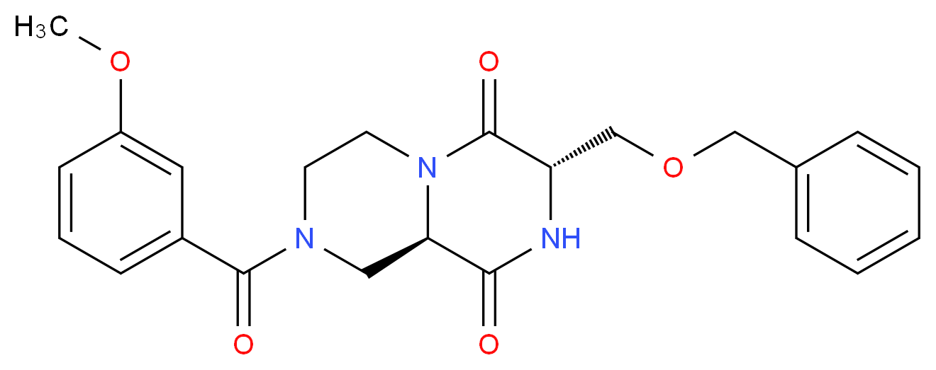 (3S,9aR)-3-[(benzyloxy)methyl]-8-(3-methoxybenzoyl)tetrahydro-2H-pyrazino[1,2-a]pyrazine-1,4(3H,6H)-dione_分子结构_CAS_)