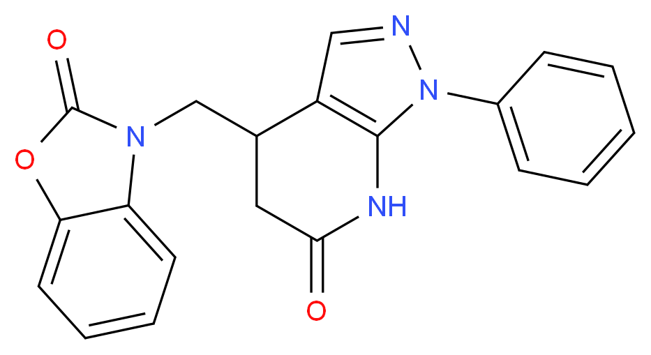 4-[(2-oxo-1,3-benzoxazol-3(2H)-yl)methyl]-1-phenyl-1,4,5,7-tetrahydro-6H-pyrazolo[3,4-b]pyridin-6-one_分子结构_CAS_)