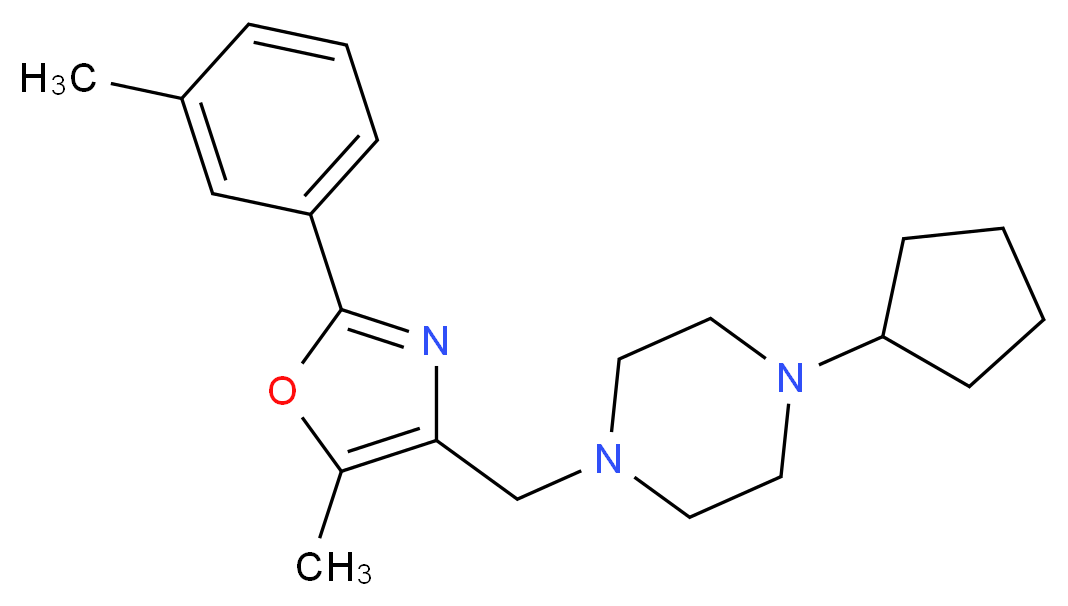 1-cyclopentyl-4-{[5-methyl-2-(3-methylphenyl)-1,3-oxazol-4-yl]methyl}piperazine_分子结构_CAS_)