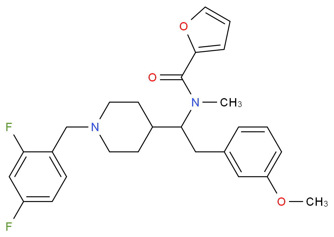 N-[1-[1-(2,4-difluorobenzyl)-4-piperidinyl]-2-(3-methoxyphenyl)ethyl]-N-methyl-2-furamide_分子结构_CAS_)