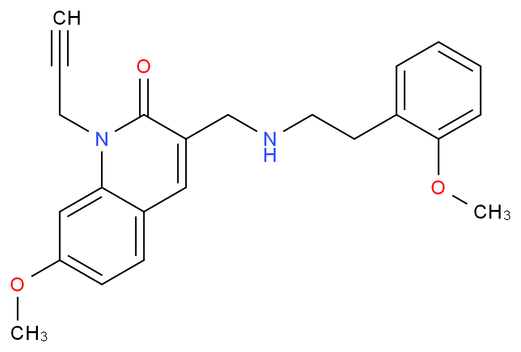7-methoxy-3-({[2-(2-methoxyphenyl)ethyl]amino}methyl)-1-(2-propyn-1-yl)-2(1H)-quinolinone_分子结构_CAS_)