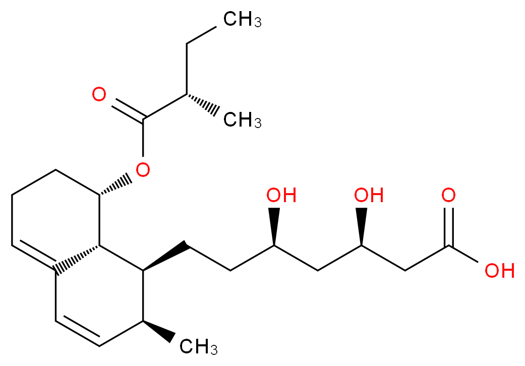 (3R,5R)-7-[(1S,2S,8S,8aR)-2-methyl-8-{[(2S)-2-methylbutanoyl]oxy}-1,2,6,7,8,8a-hexahydronaphthalen-1-yl]-3,5-dihydroxyheptanoic acid_分子结构_CAS_73573-88-3
