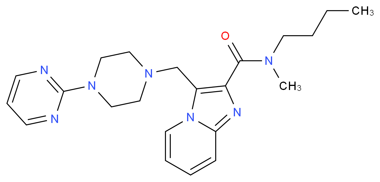 N-butyl-N-methyl-3-{[4-(2-pyrimidinyl)-1-piperazinyl]methyl}imidazo[1,2-a]pyridine-2-carboxamide_分子结构_CAS_)
