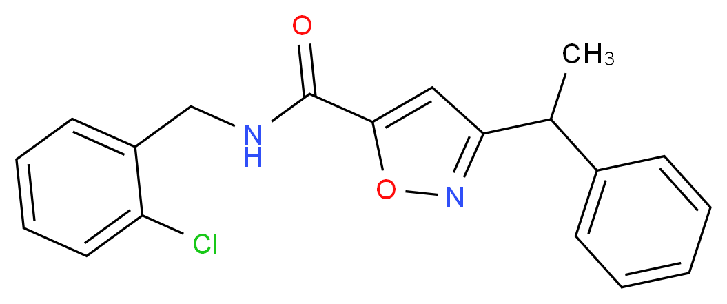 N-(2-chlorobenzyl)-3-(1-phenylethyl)-5-isoxazolecarboxamide_分子结构_CAS_)