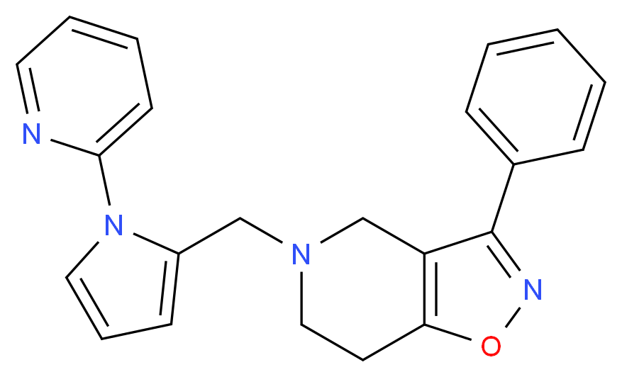 3-phenyl-5-{[1-(2-pyridinyl)-1H-pyrrol-2-yl]methyl}-4,5,6,7-tetrahydroisoxazolo[4,5-c]pyridine_分子结构_CAS_)