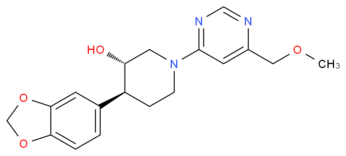 (3S*,4S*)-4-(1,3-benzodioxol-5-yl)-1-[6-(methoxymethyl)pyrimidin-4-yl]piperidin-3-ol_分子结构_CAS_)