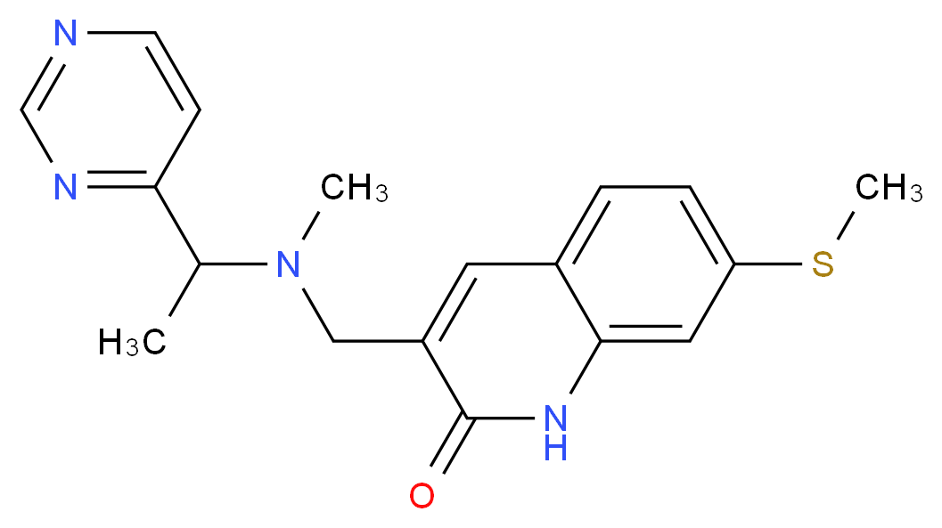 3-{[methyl(1-pyrimidin-4-ylethyl)amino]methyl}-7-(methylthio)quinolin-2(1H)-one_分子结构_CAS_)