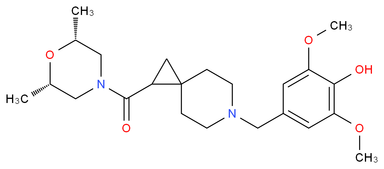 4-[(1-{[(2R*,6S*)-2,6-dimethyl-4-morpholinyl]carbonyl}-6-azaspiro[2.5]oct-6-yl)methyl]-2,6-dimethoxyphenol_分子结构_CAS_)