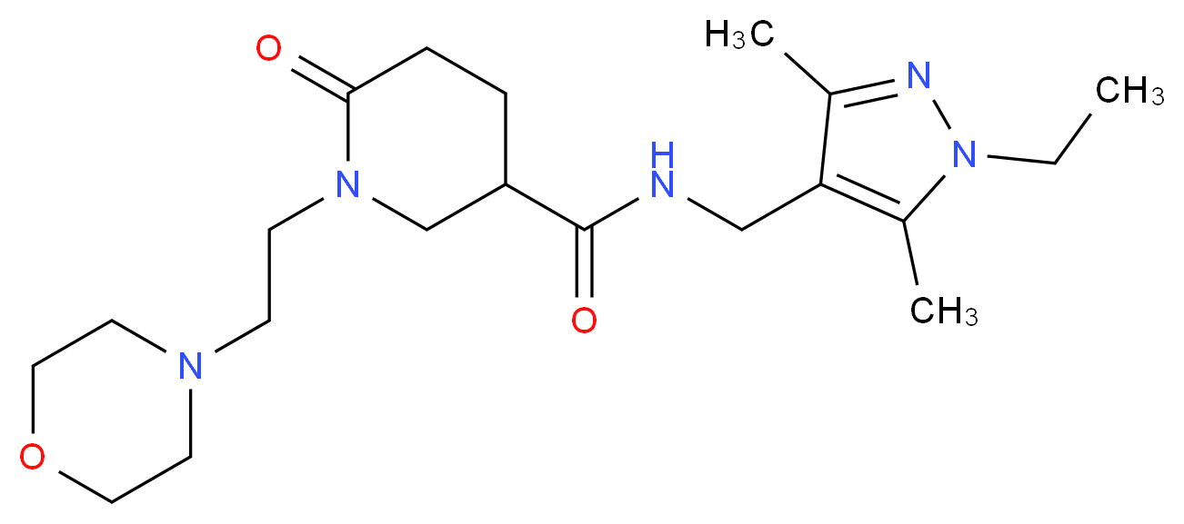 N-[(1-ethyl-3,5-dimethyl-1H-pyrazol-4-yl)methyl]-1-[2-(4-morpholinyl)ethyl]-6-oxo-3-piperidinecarboxamide_分子结构_CAS_)
