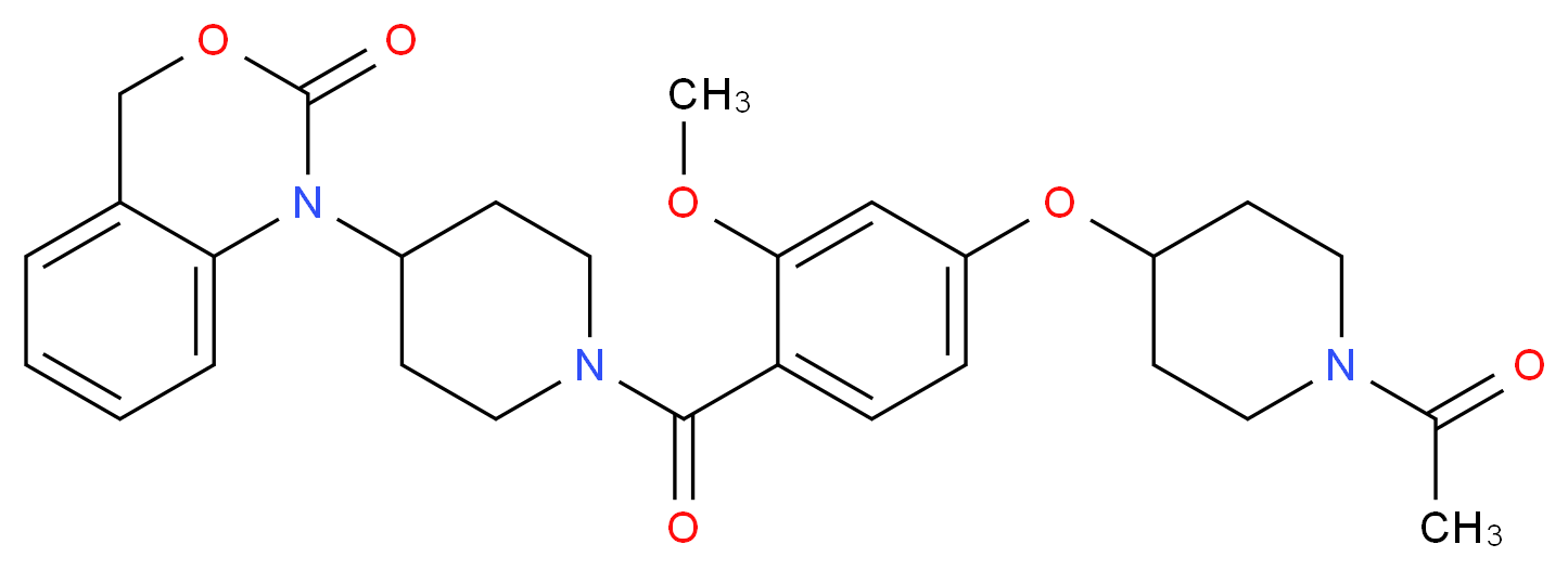 1-(1-{4-[(1-acetylpiperidin-4-yl)oxy]-2-methoxybenzoyl}piperidin-4-yl)-2,4-dihydro-1H-3,1-benzoxazin-2-one_分子结构_CAS_162042-44-6