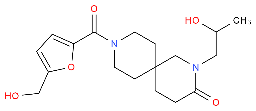 9-[5-(hydroxymethyl)-2-furoyl]-2-(2-hydroxypropyl)-2,9-diazaspiro[5.5]undecan-3-one_分子结构_CAS_)