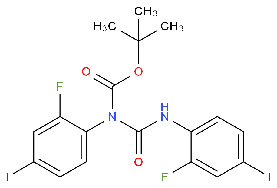 tert-butyl N-(2-fluoro-4-iodophenyl)-N-[(2-fluoro-4-iodophenyl)carbamoyl]carbamate_分子结构_CAS_1033201-49-8