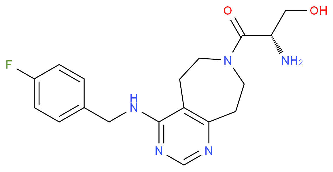 (2S)-2-amino-3-{4-[(4-fluorobenzyl)amino]-5,6,8,9-tetrahydro-7H-pyrimido[4,5-d]azepin-7-yl}-3-oxopropan-1-ol_分子结构_CAS_)