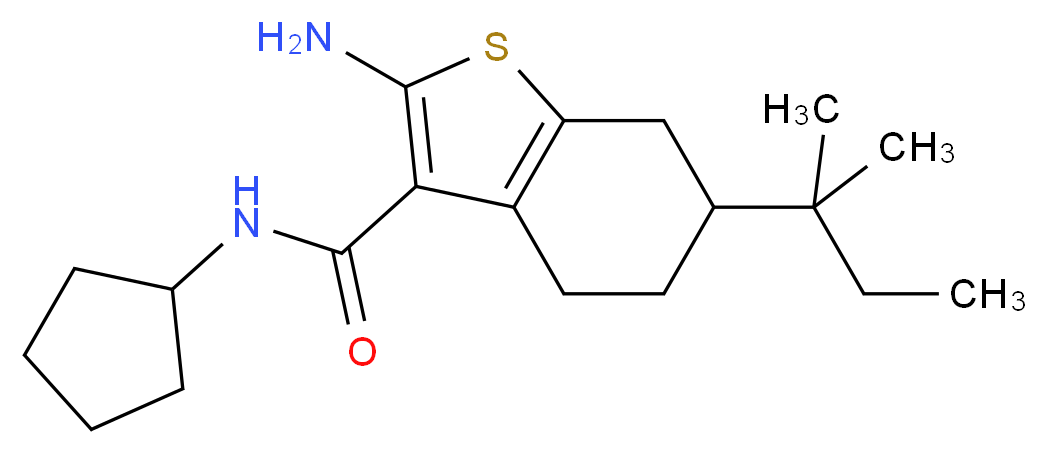 2-Amino-N-cyclopentyl-6-tert-pentyl-4,5,6,7-tetrahydrobenzo[b]thiophene-3-carboxamide_分子结构_CAS_)