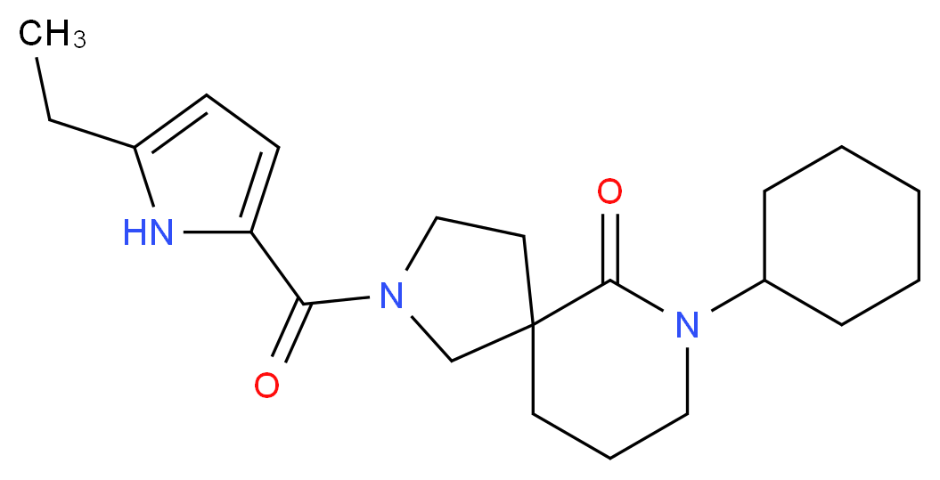 7-cyclohexyl-2-[(5-ethyl-1H-pyrrol-2-yl)carbonyl]-2,7-diazaspiro[4.5]decan-6-one_分子结构_CAS_)