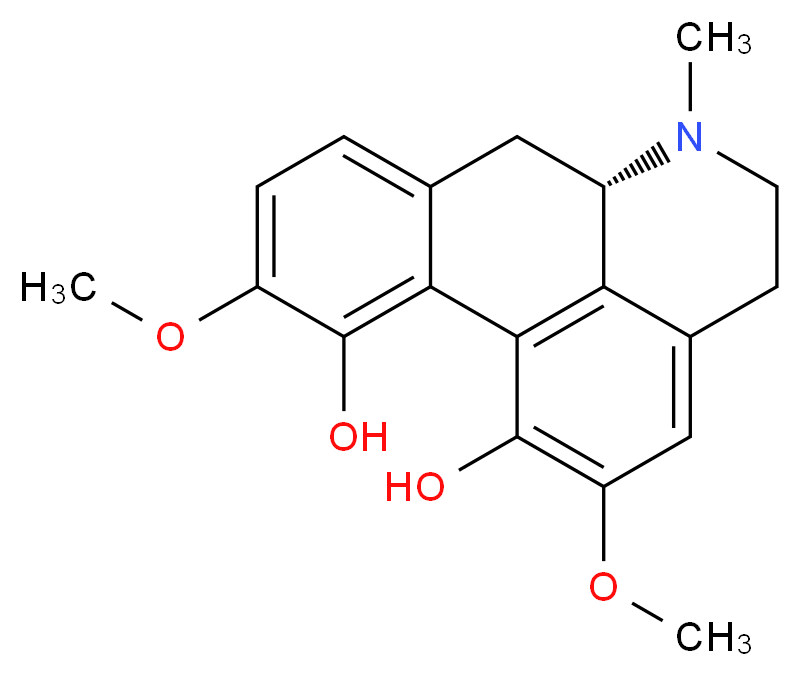 (9S)-4,15-dimethoxy-10-methyl-10-azatetracyclo[7.7.1.0<sup>2</sup>,<sup>7</sup>.0<sup>1</sup><sup>3</sup>,<sup>1</sup><sup>7</sup>]heptadeca-1(17),2,4,6,13,15-hexaene-3,16-diol_分子结构_CAS_517-56-6