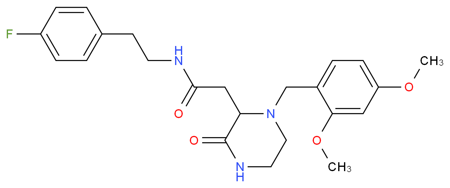2-[1-(2,4-dimethoxybenzyl)-3-oxo-2-piperazinyl]-N-[2-(4-fluorophenyl)ethyl]acetamide_分子结构_CAS_)
