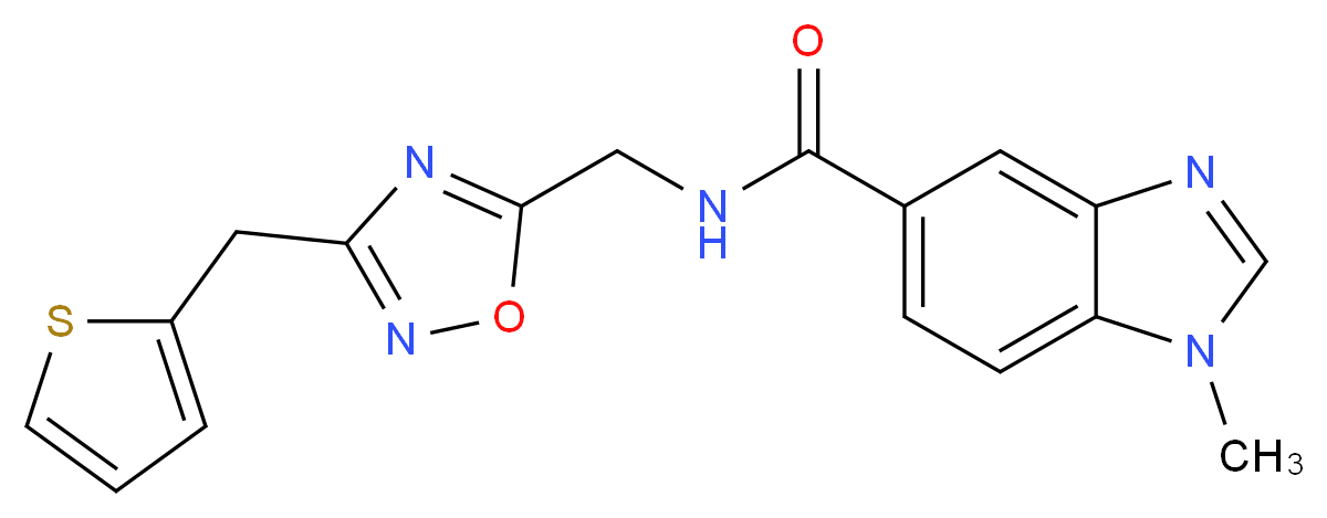 1-methyl-N-{[3-(2-thienylmethyl)-1,2,4-oxadiazol-5-yl]methyl}-1H-benzimidazole-5-carboxamide_分子结构_CAS_)