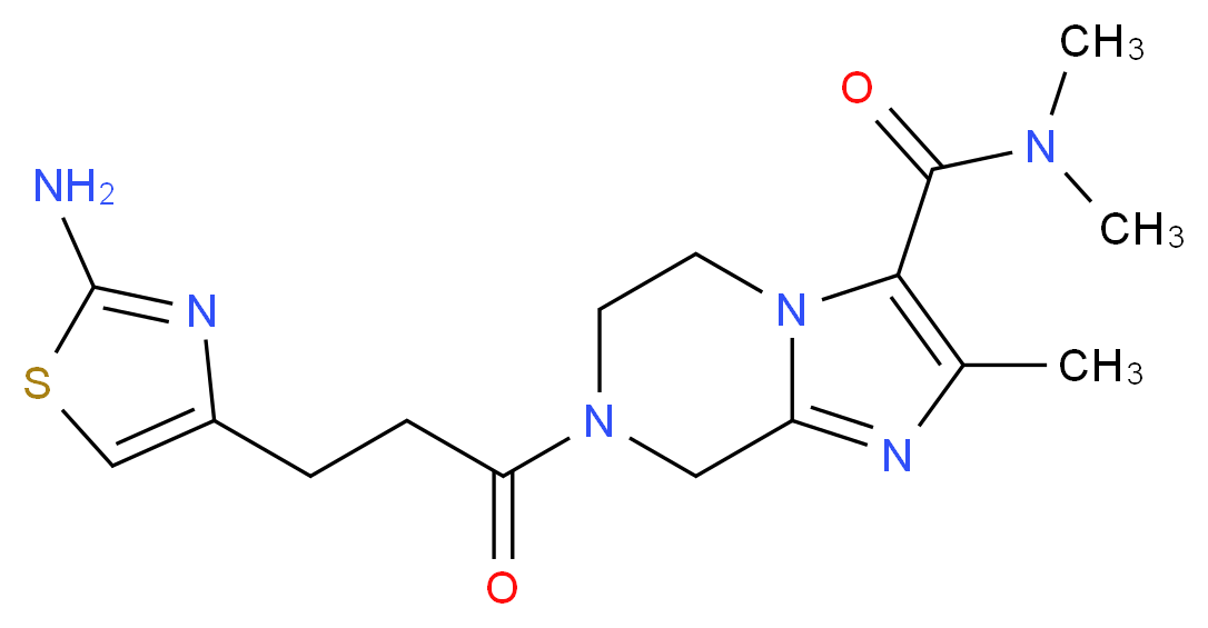 7-[3-(2-amino-1,3-thiazol-4-yl)propanoyl]-N,N,2-trimethyl-5,6,7,8-tetrahydroimidazo[1,2-a]pyrazine-3-carboxamide_分子结构_CAS_)