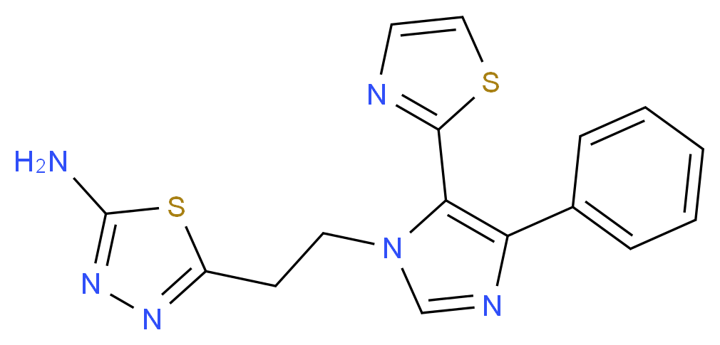 5-{2-[4-phenyl-5-(1,3-thiazol-2-yl)-1H-imidazol-1-yl]ethyl}-1,3,4-thiadiazol-2-amine_分子结构_CAS_)