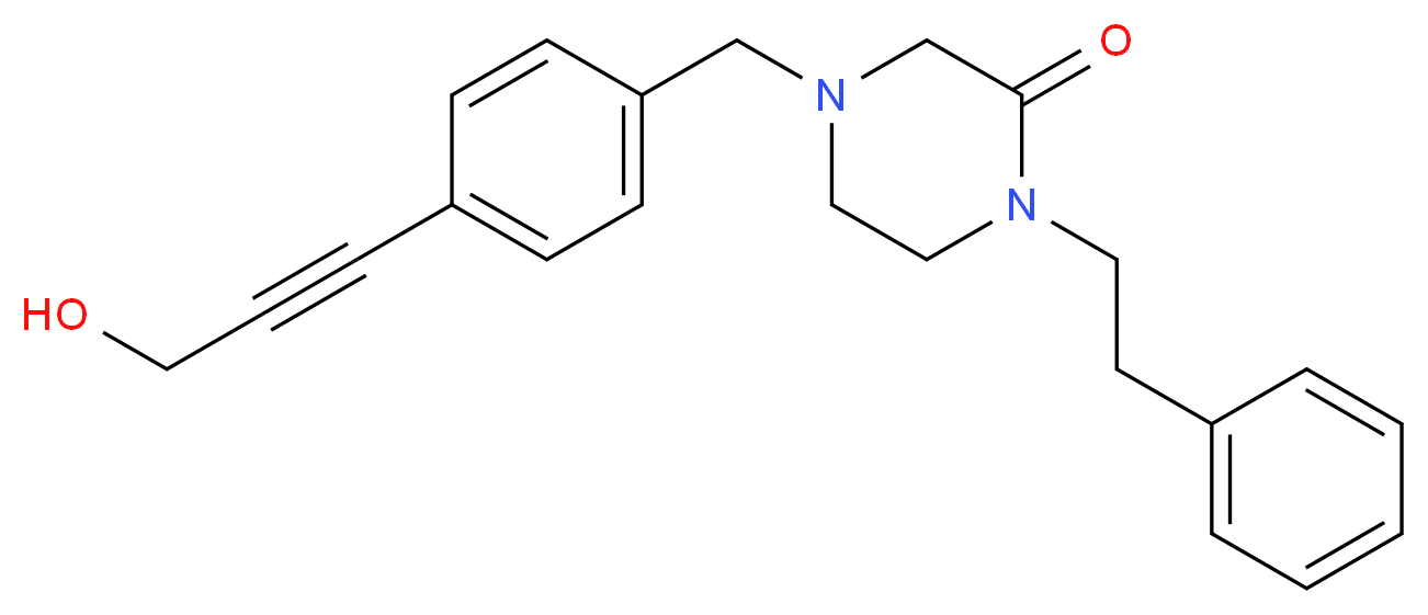 4-[4-(3-hydroxyprop-1-yn-1-yl)benzyl]-1-(2-phenylethyl)piperazin-2-one_分子结构_CAS_)