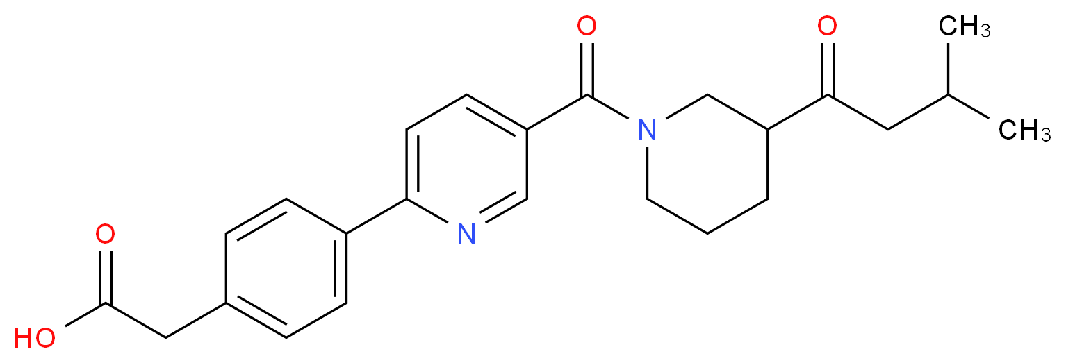 [4-(5-{[3-(3-methylbutanoyl)piperidin-1-yl]carbonyl}pyridin-2-yl)phenyl]acetic acid_分子结构_CAS_)