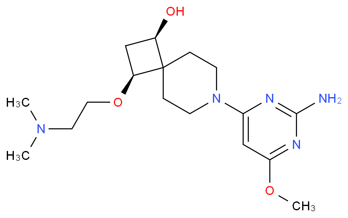 (1R*,3S*)-7-(2-amino-6-methoxypyrimidin-4-yl)-3-[2-(dimethylamino)ethoxy]-7-azaspiro[3.5]nonan-1-ol_分子结构_CAS_)