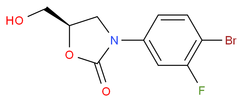 (5r)-3-(4-bromo-3-fluorophenyl)-5-hydroxymethyloxazolidin-2-one_分子结构_CAS_444335-16-4)